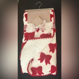 Chickpea Red and White Bow Blanket